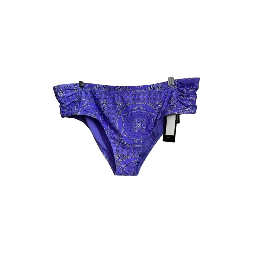 3/$20 California Waves‎ Swimsuit Bottoms Mid High Rise Flower Bandana Purple NWT